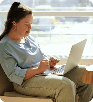 Woman working on laptop
