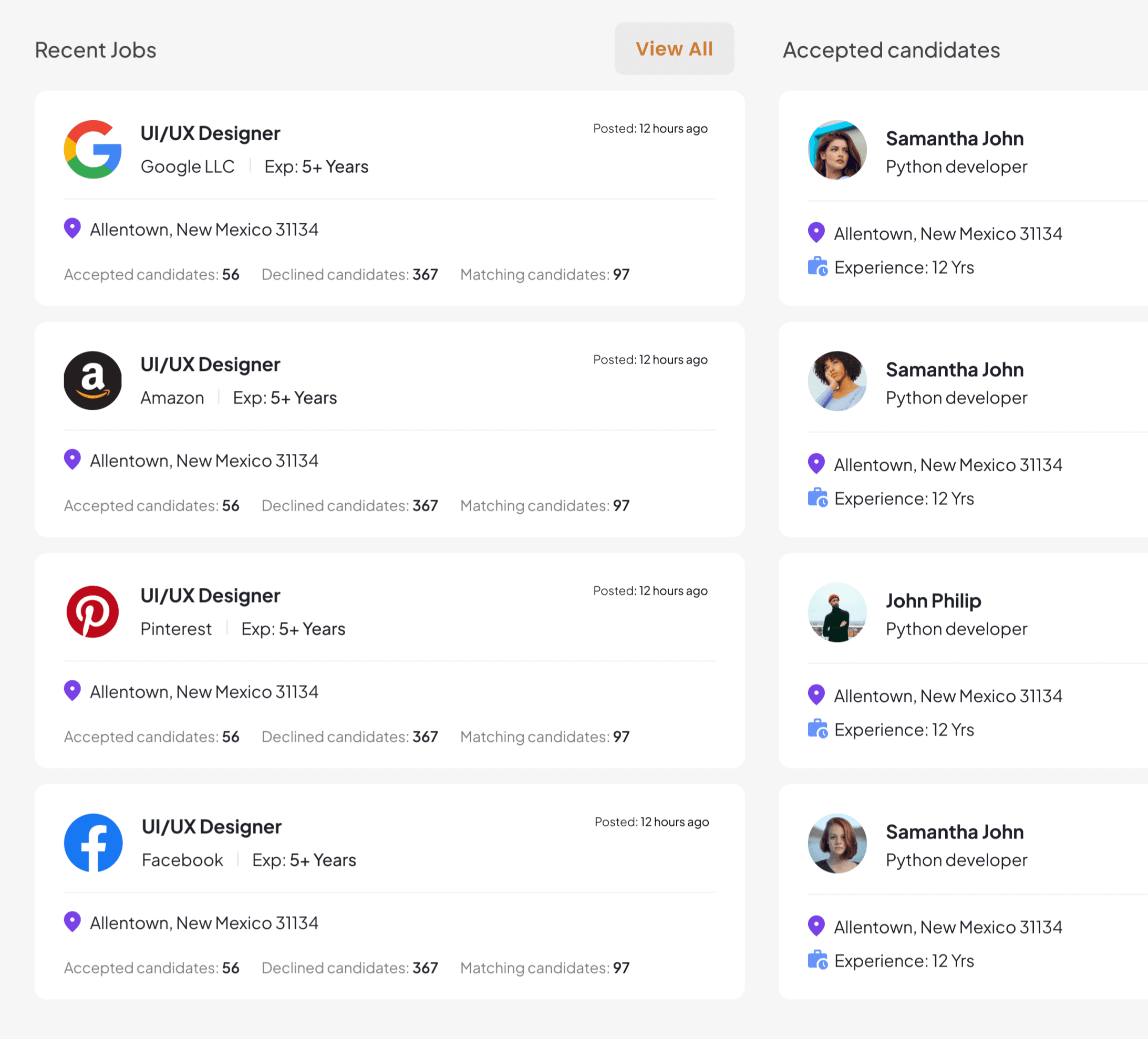Candidate profile and match score preview