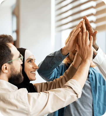 Team high-fiving