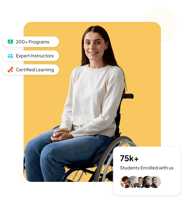 A smiling woman in a wheelchair, representing successful talent at Enabled Academy