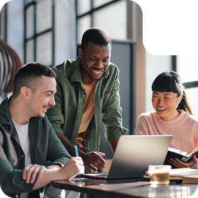 Diverse team working together